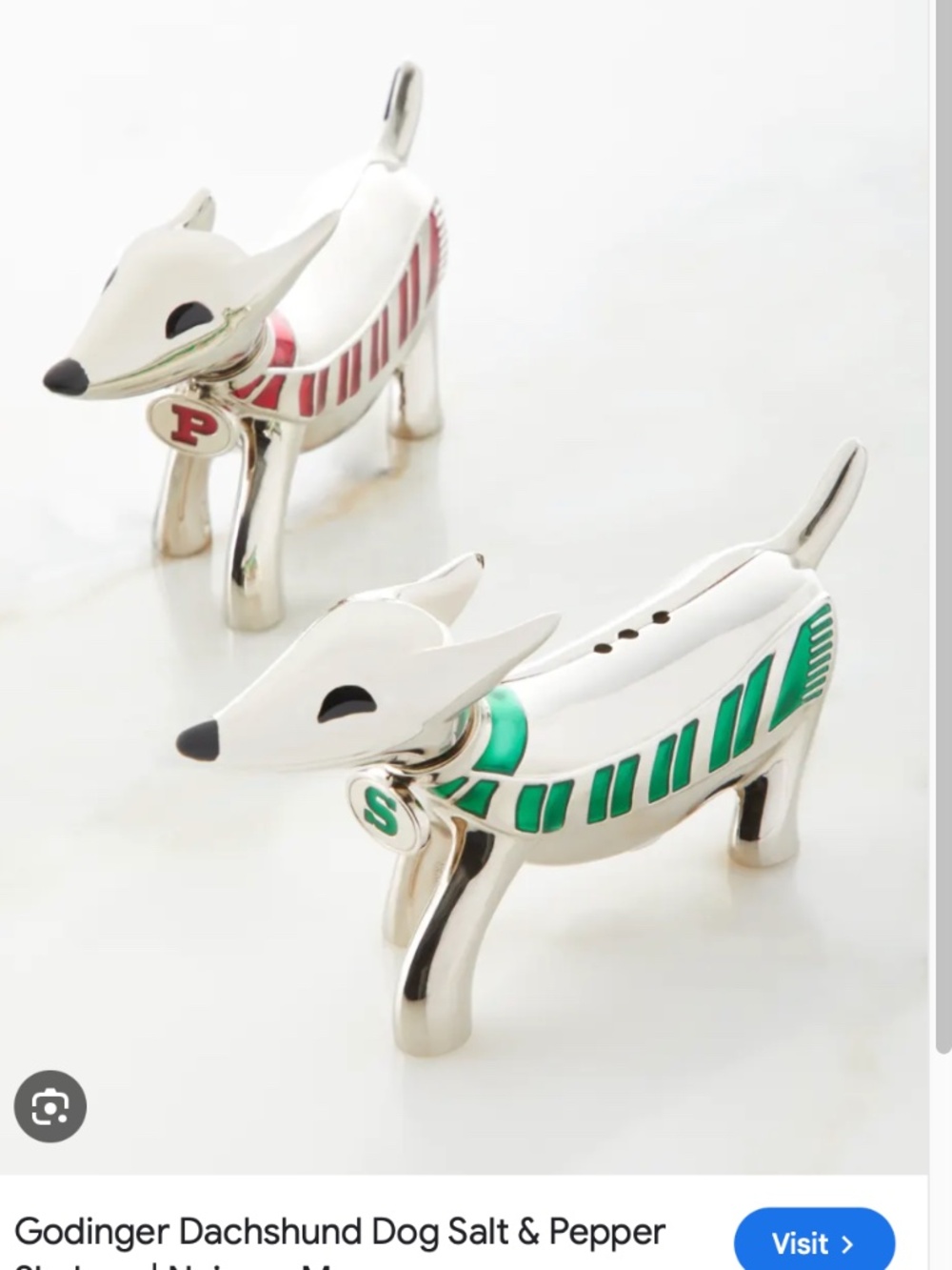 Godinger Dachshund Dog Salt & Pepper Shakers original Neiman Marcus box